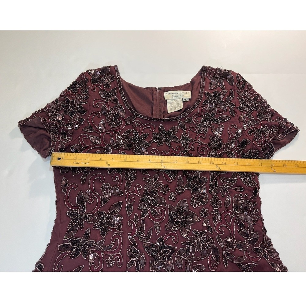 Adrianna Papell Evening Silk Beaded Sequin Floral Top P12 Vintage Mob Wife Gala - Picture 6 of 8